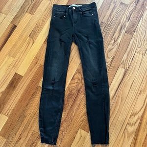 Primark Skinny Distressed Stretchy Black Jeans - US 2